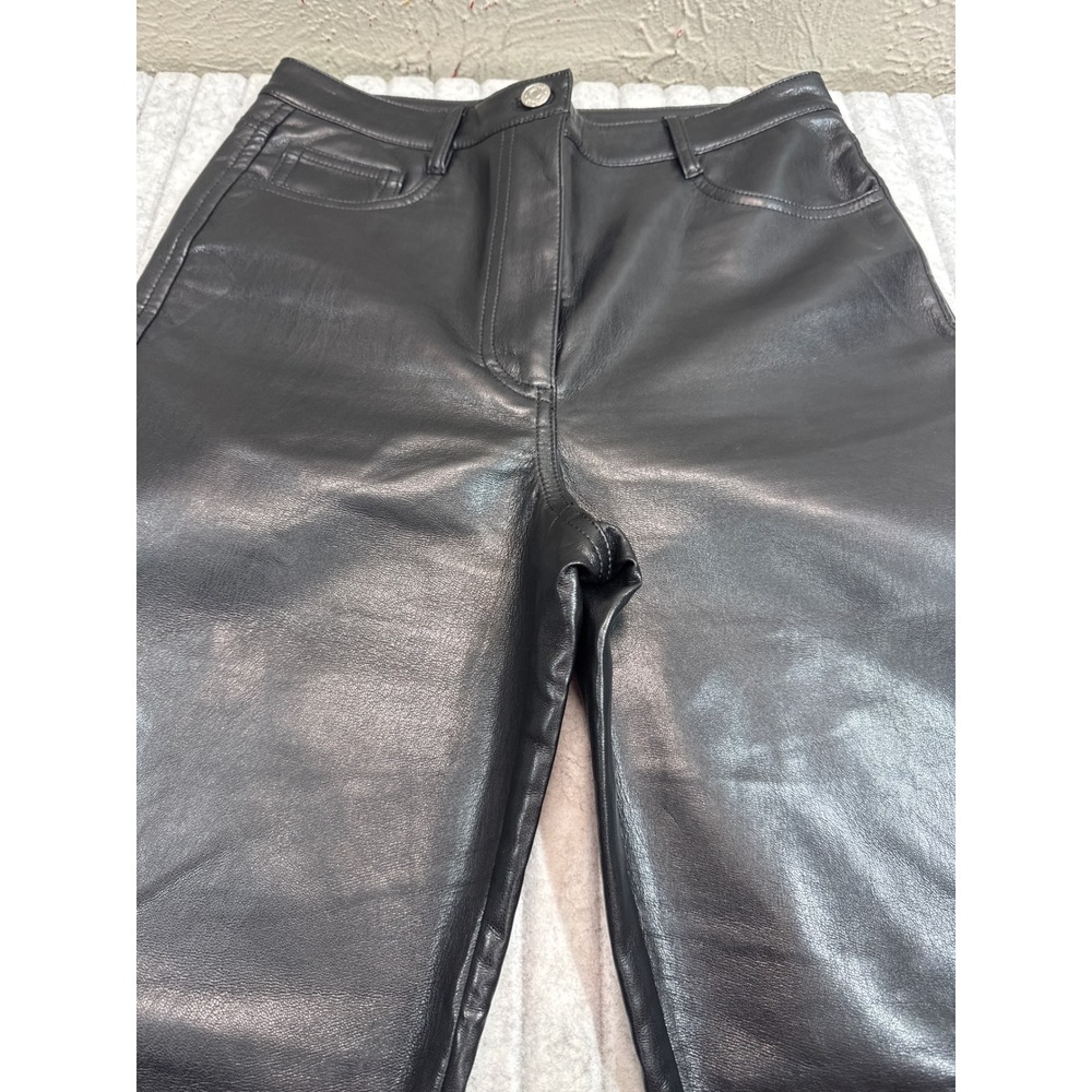 Aritzia Wilfred Melina Black Vegan Leather High Waisted Straight Leg Pants 6